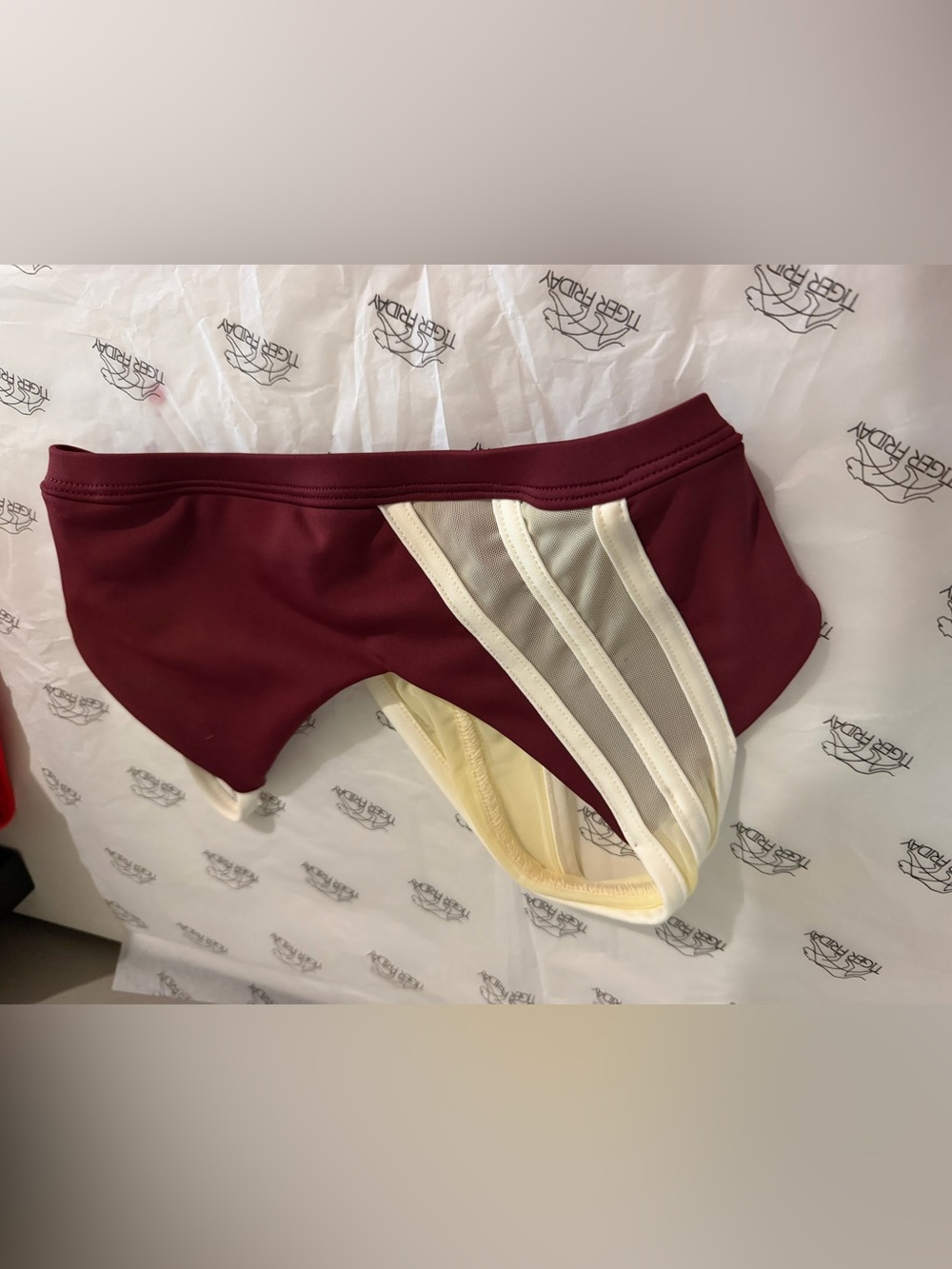 Tiger Friday Kids Burgundy Top with Cream Stripe Accents